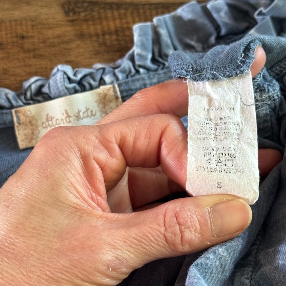 Altar'd State Indigo Ruffle Sleeve Blouse - Picture 6 of 7